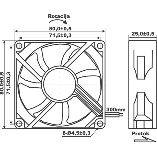 DS-8025B Dimensions