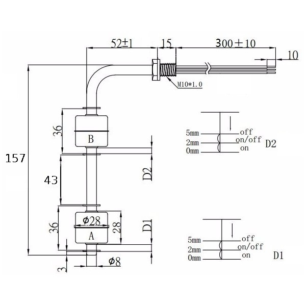Float Switch 150mm 150-DR