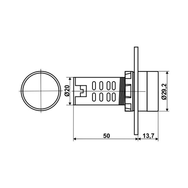 AD-22W/G Two Position Indicator 24V Dimensions