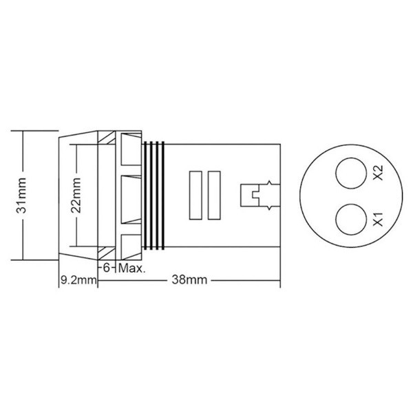 AD101-22VMS Mini Voltmeter Dimensions