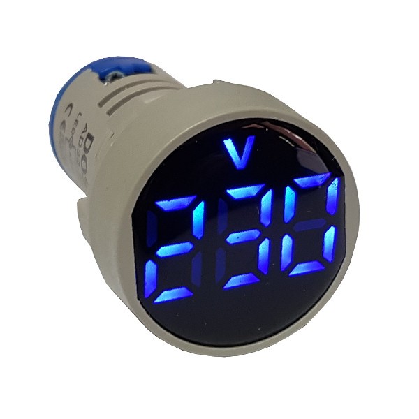 AD22-VM Mini Panel Voltmeter Blue