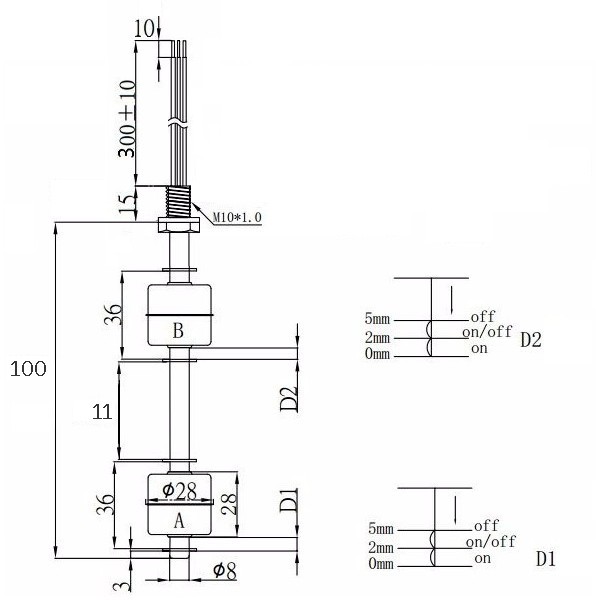 Float Switch 100-DS Dimensions