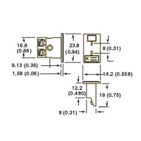 MPJ-K-F Panel K Type Connector Dimensions