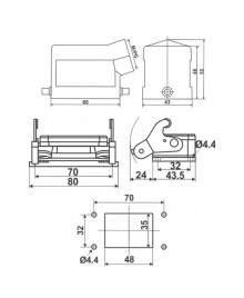 JCP-HDC-HE006-1 Hood and Housing Dimensions