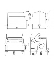 JCP-HDC-HE006-3 Hood and Housing Dimensions