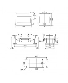 JCP-HDC-HE016-1 Hood and Housing Dimensions