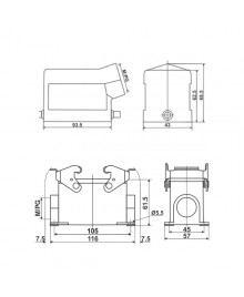 JCP-HDC-HE016-3 Hood and Housing Dimensions