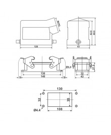 JCP-HDC-HE024-1 Hood and Housing Dimensions