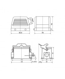 JCP-HDC-HE032-3 Hood and Housing Dimensions
