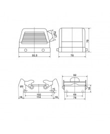JCP-HDC-HE048-1 Hood and Housing Dimensions