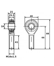Threaded Rod End Joint Bearing SA16T/K Dimensions