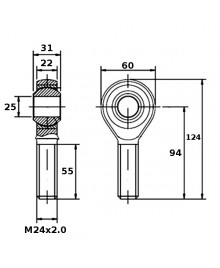 Threaded Rod End Joint Bearing SA25T/K Dimensions